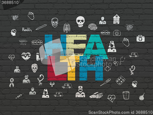 Image of Medicine concept: Health on wall background