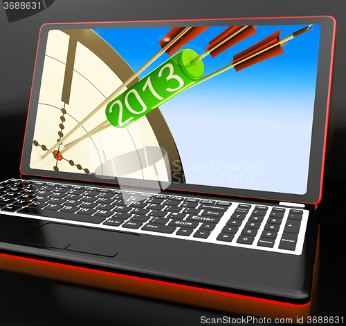 Image of 2013 Arrows On Laptop Shows Aimed Plans