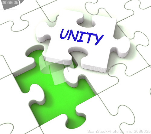 Image of Unity Puzzle Shows Partner Team Teamwork Or Collaboration
