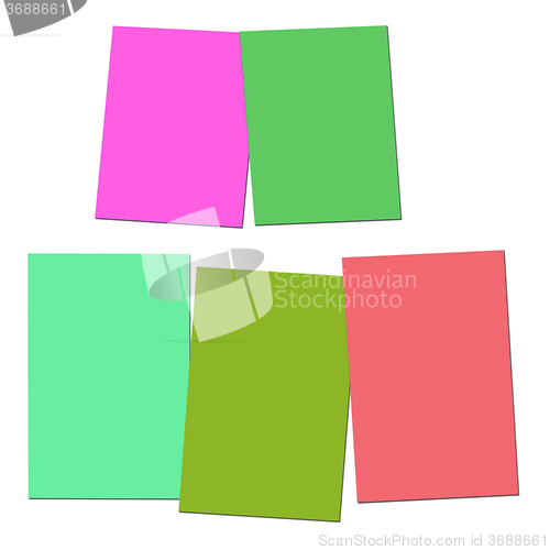 Image of Two And Three Blank Paper Slips Show Copyspace For 2 Or 3 Letter
