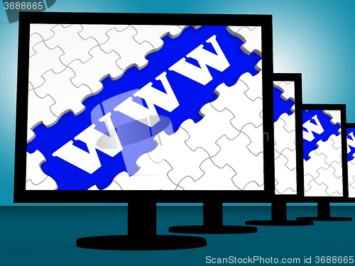 Image of Www On Monitors Shows Websites Internet Web Or Net