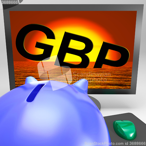 Image of GBP Sinking On Monitor Shows British Depression