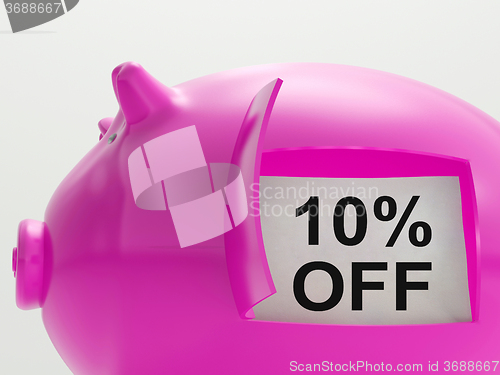 Image of Ten Percent Off Piggy Bank Shows 10 Savings