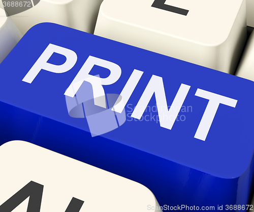 Image of Print Key Shows Printer Printing Or Printout