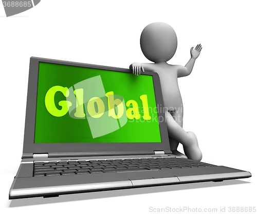 Image of Global Laptop Shows Worldwide Continental Globalization Connecti
