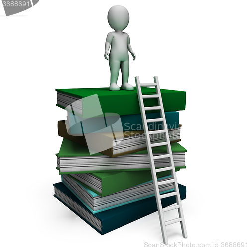 Image of Student On Books Shows Educated