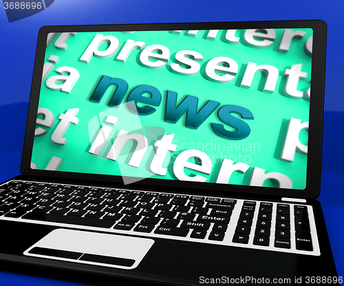 Image of News Laptop Showing Www Media Newspapers And Headlines Online