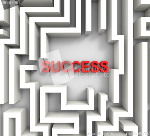 Image of Success In Maze Showing Puzzle Achievement