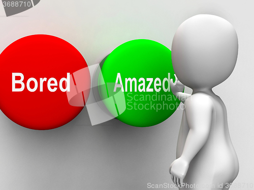 Image of Bored Amazed Buttons Shows Surprised Or Tedious Reaction