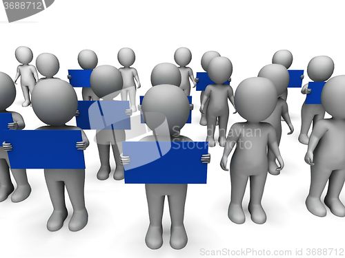 Image of Characters Holding Signs Showing Talking Or Discussion