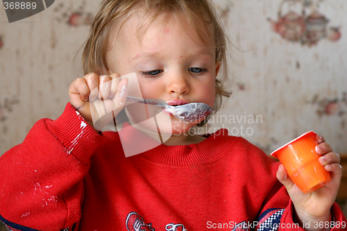 Image of Eating yogurt