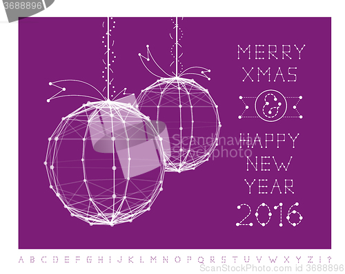 Image of Christmas ball vector illustration and font