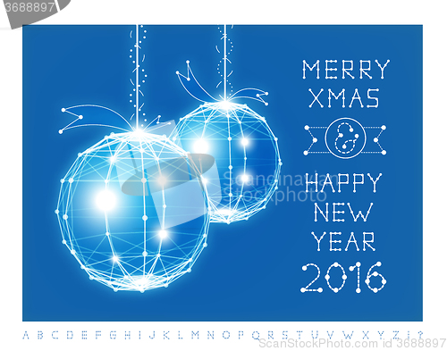 Image of Christmas ball vector illustration and font