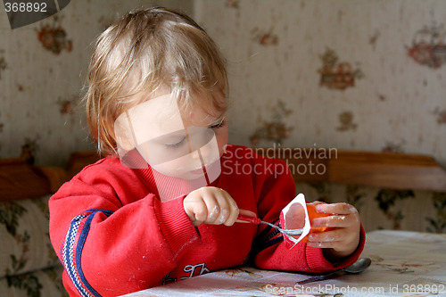 Image of Eating yogurt