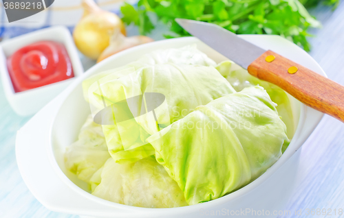 Image of cabbage leaf with meat