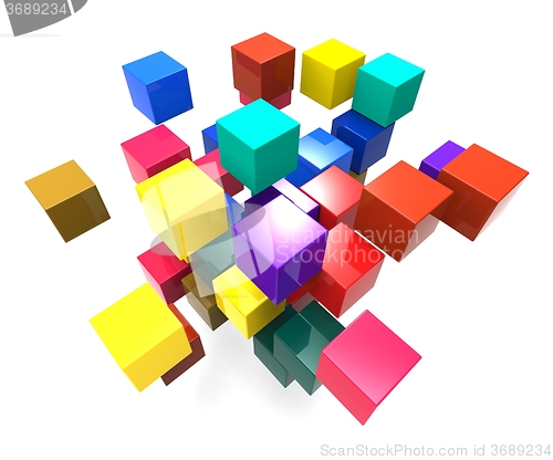 Image of Exploding Blocks Showing Scattered Puzzle