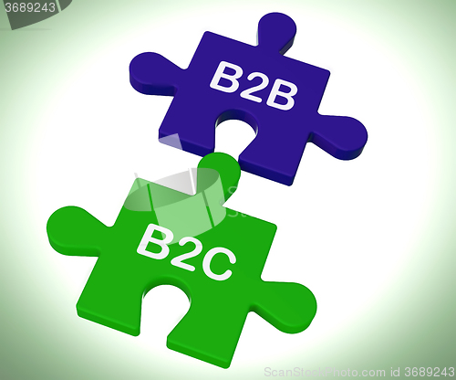 Image of B2B And B2C Puzzle Shows Corporate Partnership Or Consumer Relat