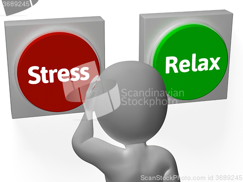 Image of Stress Relax Buttons Show Stressed Or Relaxed