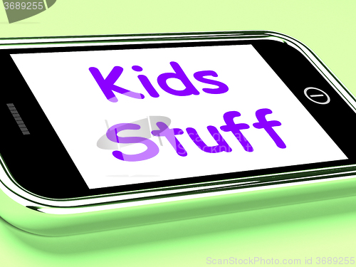Image of Kids Stuff On Phone Means Online Activities For Children