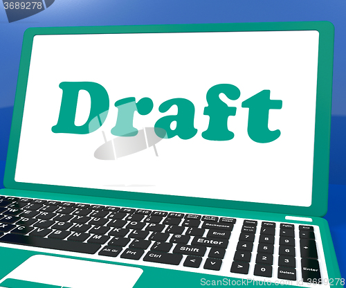 Image of Draft Laptop Shows Outline Document Or Letter Online