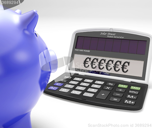 Image of Euros In Calculator Shows Currency And Investment