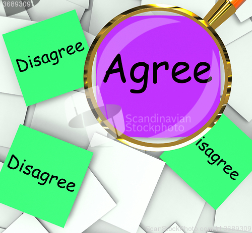 Image of Agree Disagree Post-It Papers Mean For Or Against