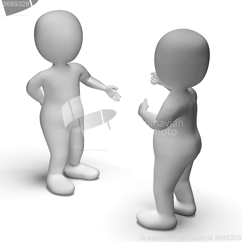 Image of Discussion Between Two 3d Characters Shows Communication 