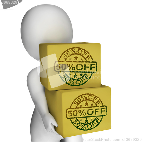 Image of Fifty Percent Off Boxes Show 50 Reduced Price