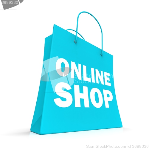 Image of Shopping Online Bag Showing Internet Buying