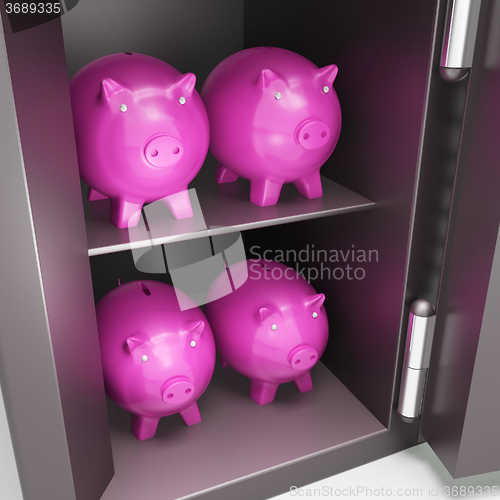 Image of Open Safe With Piggy Showing Safe Savings