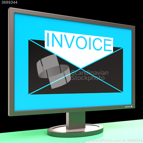 Image of Invoice In Envelope On Monitor Showing Sending Payments