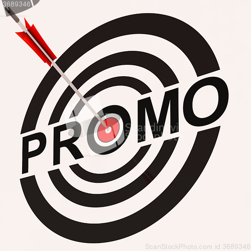 Image of Promo Sign Shows Promotion Discount Offer Ad