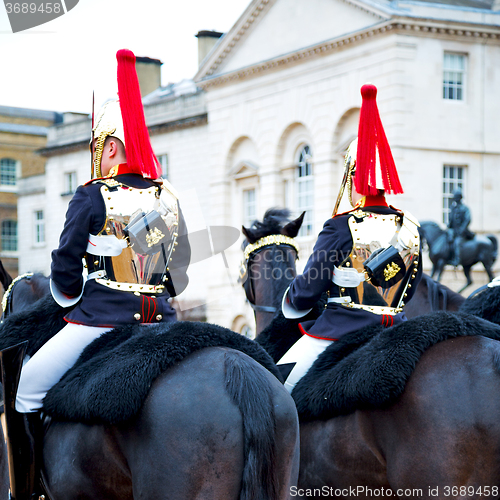 Image of in london england horse and cavalry for    the queen