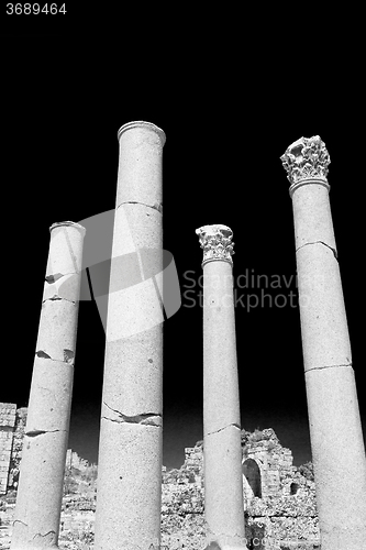 Image of column in old  temple and theatre in ephesus   antalya turkey as