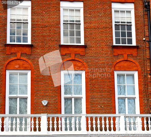 Image of in europe london old red brick wall and      historical window
