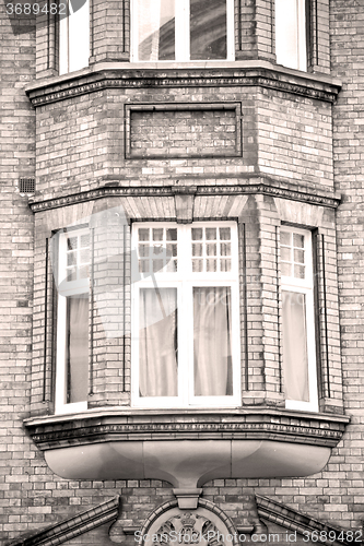 Image of in europe london old red brick wall and      historical window