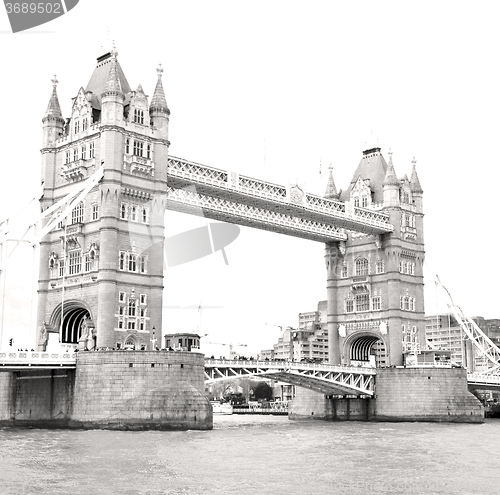 Image of london tower in england old bridge and the cloudy sky