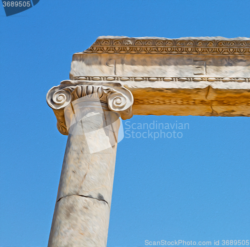Image of column in old  temple and theatre in ephesus   antalya turkey as