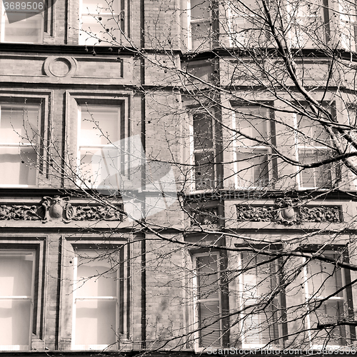 Image of window in europe london old red brick wall and      historical 