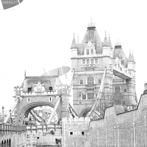 Image of london tower in england old bridge and the cloudy sky