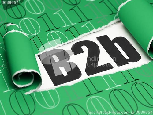 Image of Business concept: black text B2b under the piece of  torn paper
