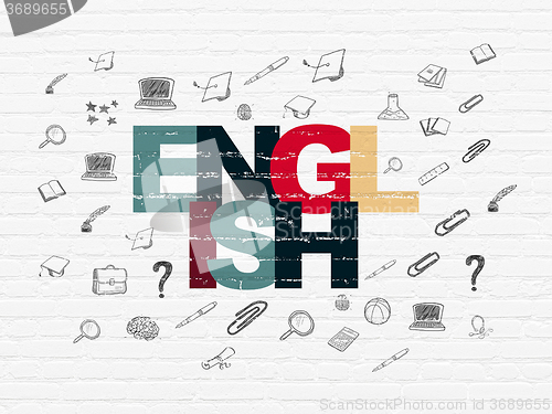Image of Education concept: English on wall background
