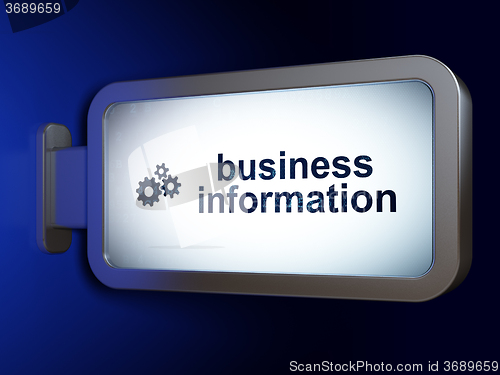 Image of Business concept: Business Information and Gears on billboard background