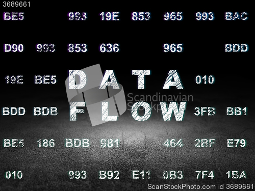 Image of Data concept: Data Flow in grunge dark room