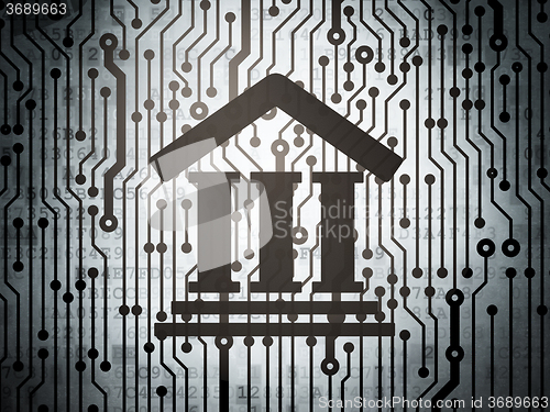 Image of Law concept: circuit board with Courthouse