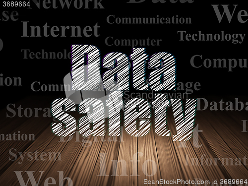 Image of Data concept: Data Safety in grunge dark room