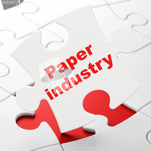 Image of Manufacuring concept: Paper Industry on puzzle background
