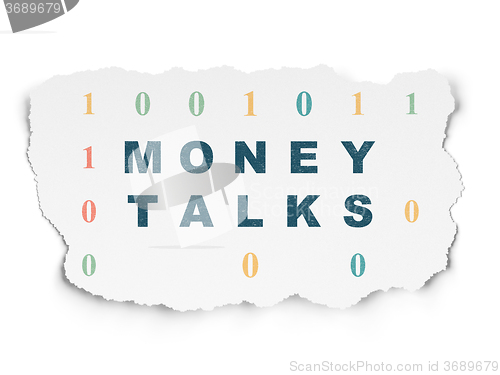 Image of Finance concept: Money Talks on Torn Paper background