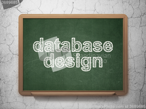 Image of Software concept: Database Design on chalkboard background