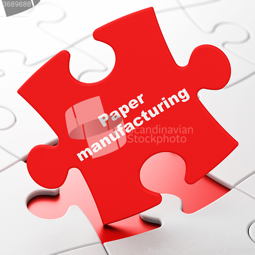 Image of Manufacuring concept: Paper Manufacturing on puzzle background